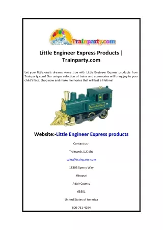 Little Engineer Express Products  Trainparty.com