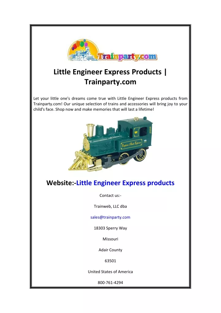 little engineer express products trainparty com