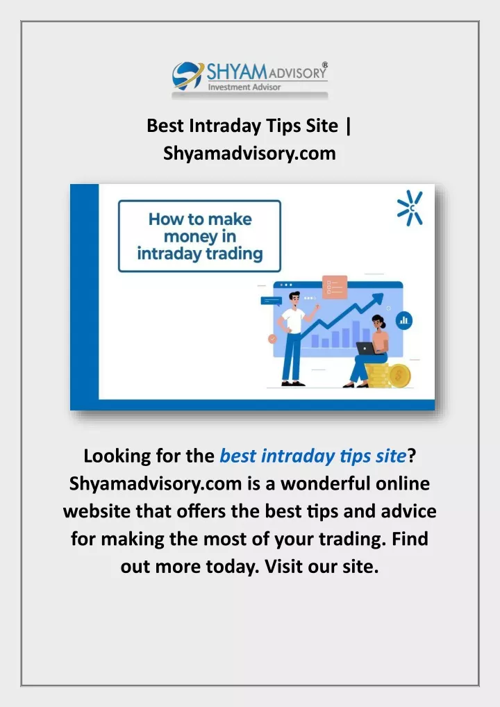 best intraday tips site shyamadvisory com