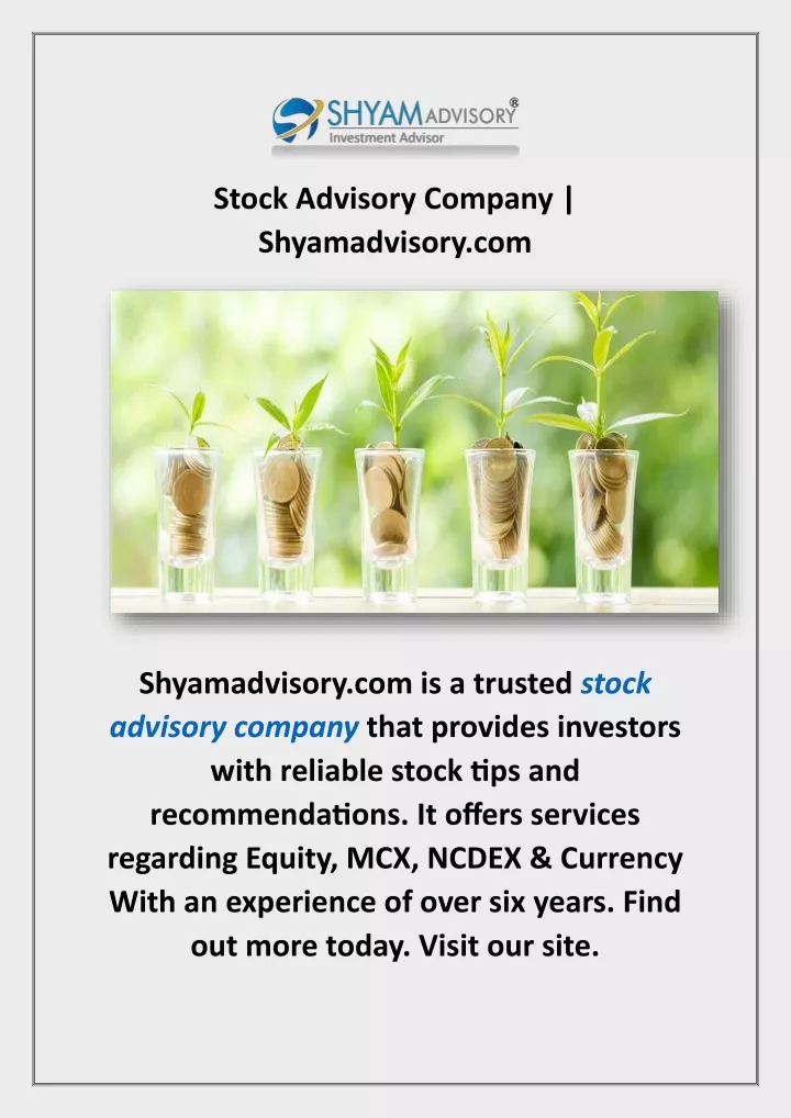 stock advisory company shyamadvisory com