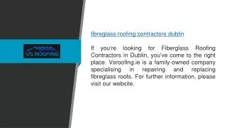 Fibreglass Roofing Contractors Dublin Vsroofing.ie
