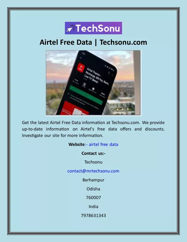 airtel free data techsonu com