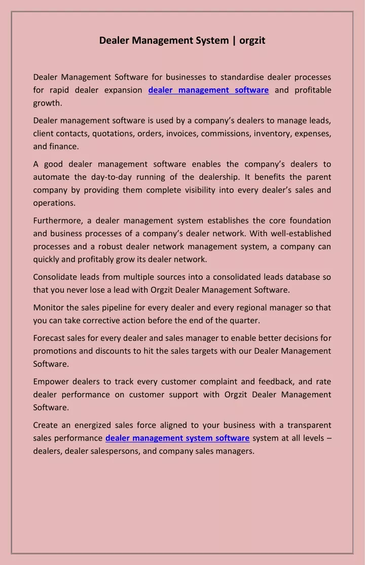 dealer management system orgzit