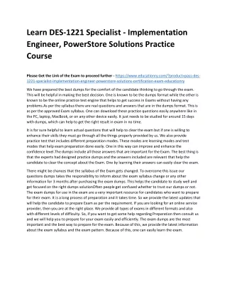 learn des 1221 specialist implementation engineer