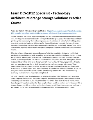 learn des 1d12 specialist technology architect