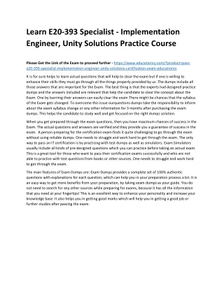 learn e20 393 specialist implementation engineer