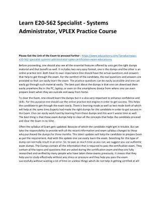 learn e20 562 specialist systems administrator