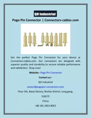 Pogo Pin Connector  Connectors-cables