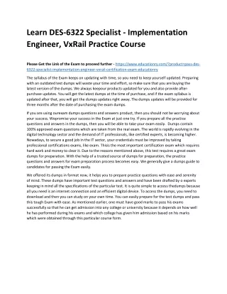 learn des 6322 specialist implementation engineer
