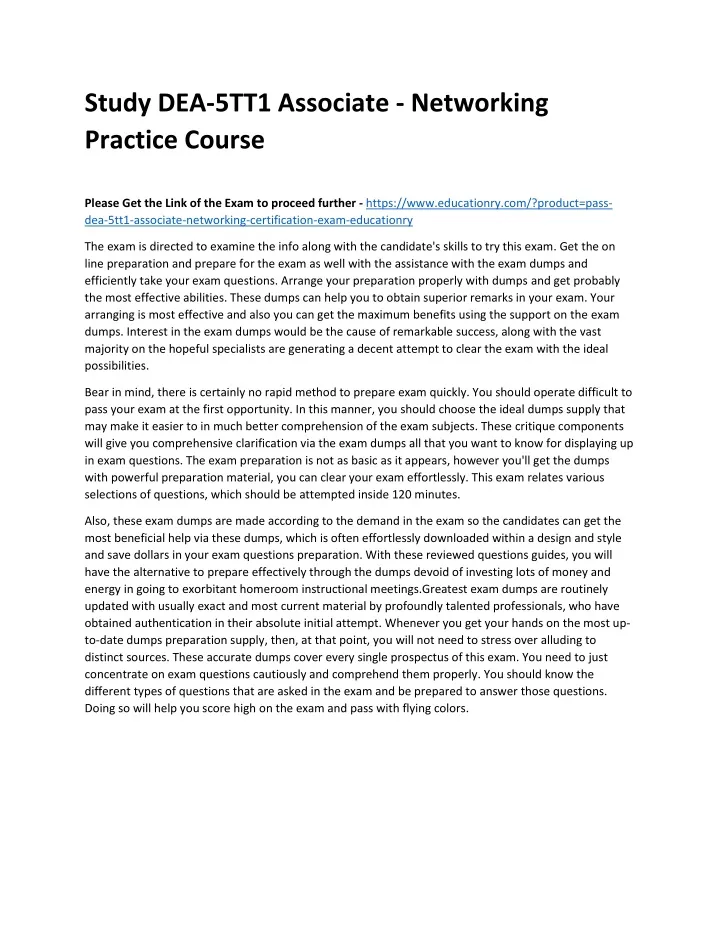 study dea 5tt1 associate networking practice