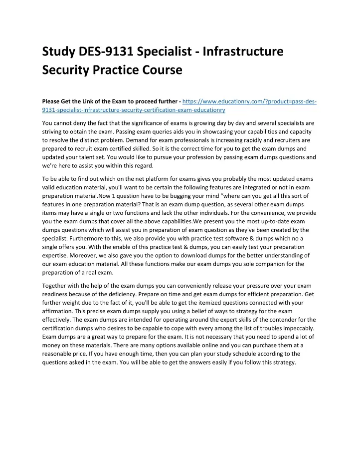 study des 9131 specialist infrastructure security