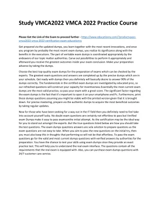 study vmca2022 vmca 2022 practice course