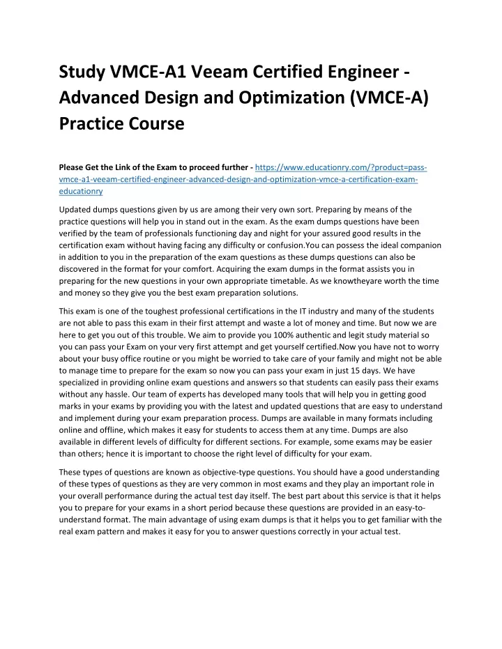 study vmce a1 veeam certified engineer advanced