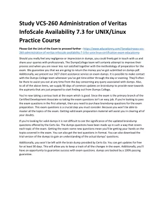 study vcs 260 administration of veritas infoscale