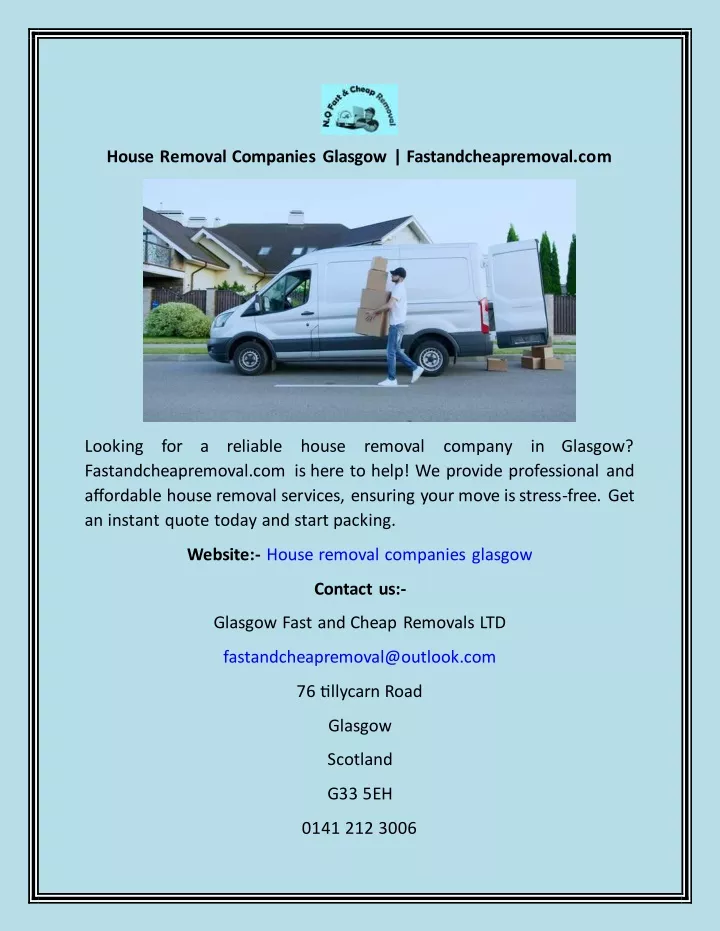 house removal companies glasgow