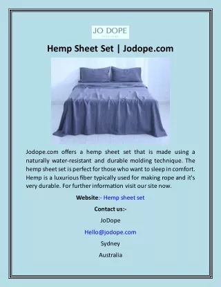 Hemp Sheet Set  Jodope