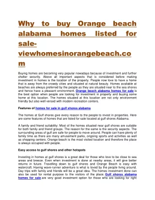 Why to buy Orange beach alabama homes listed for sale-viewhomesinorangebeach.com