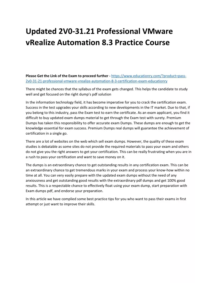 updated 2v0 31 21 professional vmware vrealize