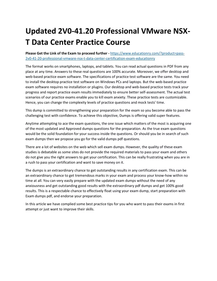 updated 2v0 41 20 professional vmware nsx t data