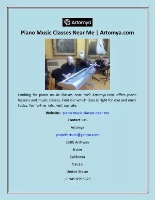 Piano Music Classes Near Me  Artomya