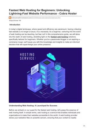 fastest web hosting for beginners unlocking
