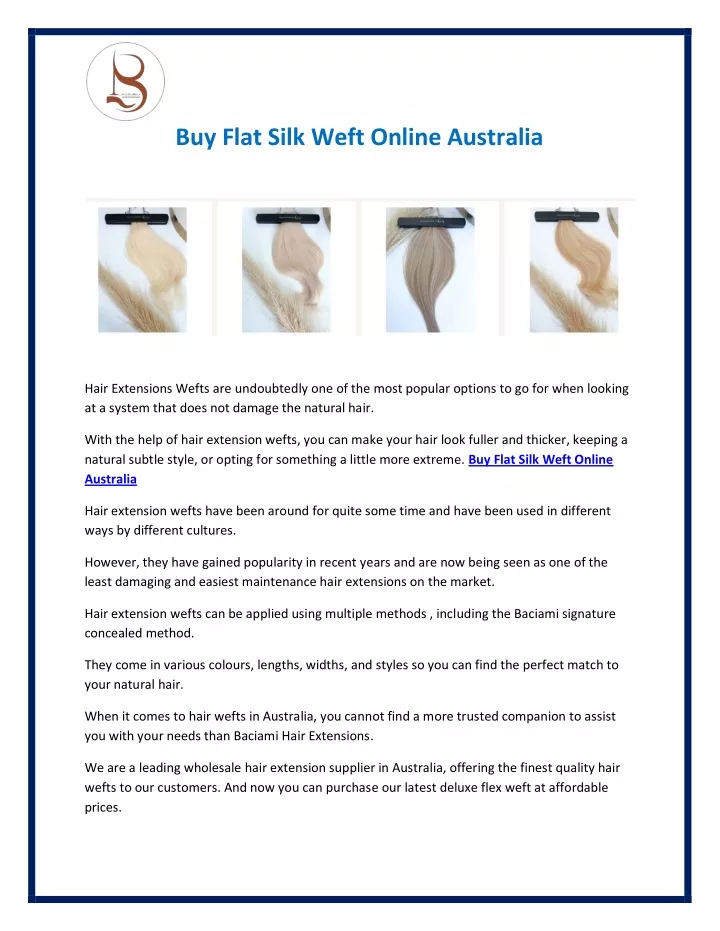 buy flat silk weft online australia