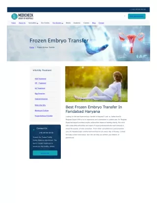 Frozen Embryo Transfer in Faridabad: Procedure, Cost & Implantation