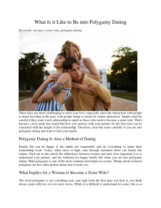 what is it like to be into polygamy dating