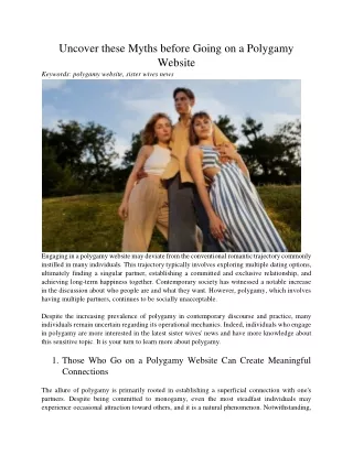 uncover these myths before going on a polygamy