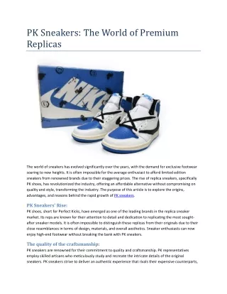 PK Sneakers The World of Premium Replicas