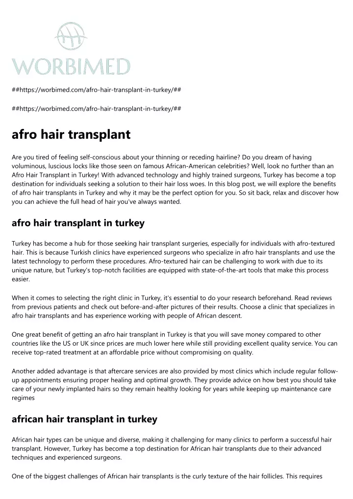 https worbimed com afro hair transplant in turkey