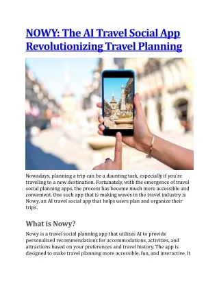 NOWY The AI Travel Social App Revolutionizing Travel Planning
