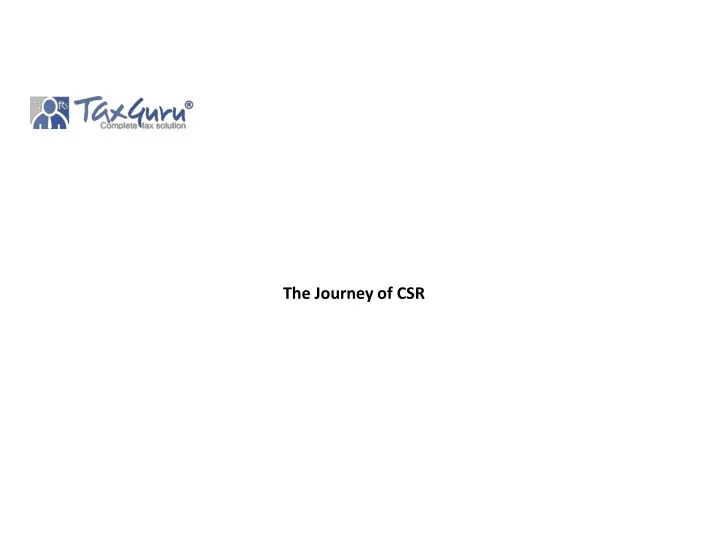 the journey of csr