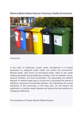Effective Medical Waste Disposal_ Ensuring a Healthy Environment