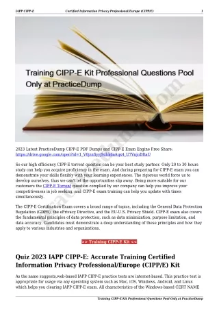 Training CIPP-E Kit Professional Questions Pool Only at PracticeDump