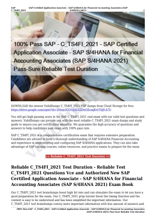 100% Pass SAP - C_TS4FI_2021 - SAP Certified Application Associate - SAP S/4HANA for Financial Accounting Associates (SA