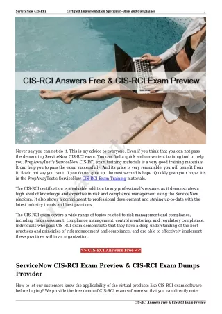 CIS-RCI Answers Free & CIS-RCI Exam Preview