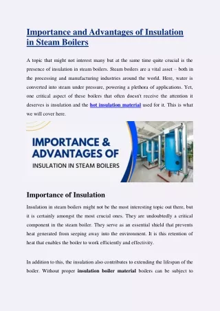 importance and advantages of insulation in steam