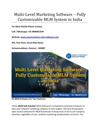 Multi Level Marketing Software – Fully Customizable MLM System in India