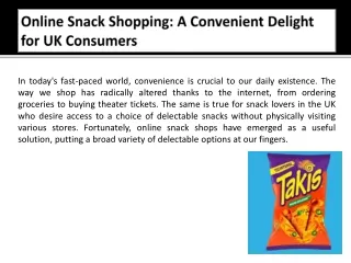 Online Snack Shopping- A Convenient Delight for UK Consumers