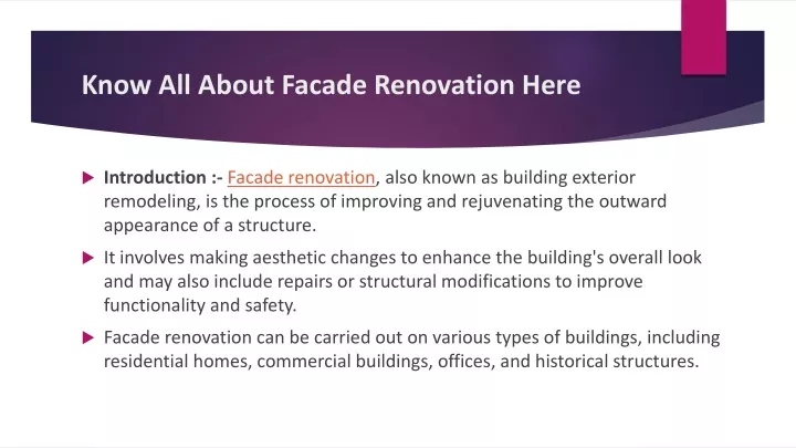 know all about facade renovation here