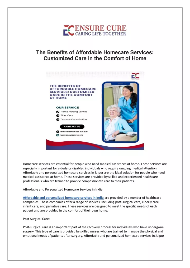 the benefits of affordable homecare services