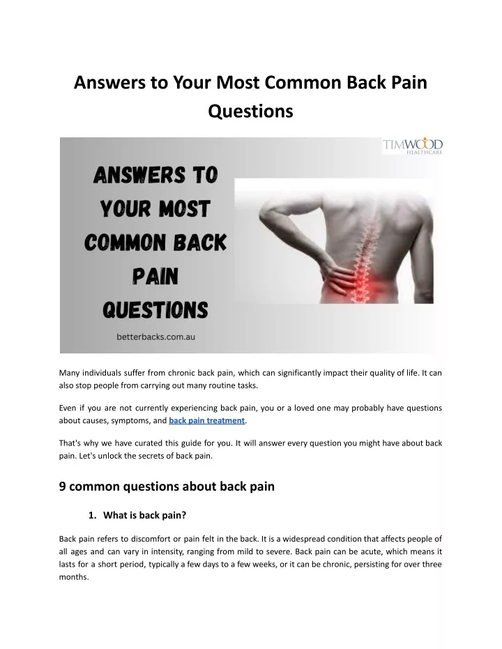 answers to your most common back pain questions