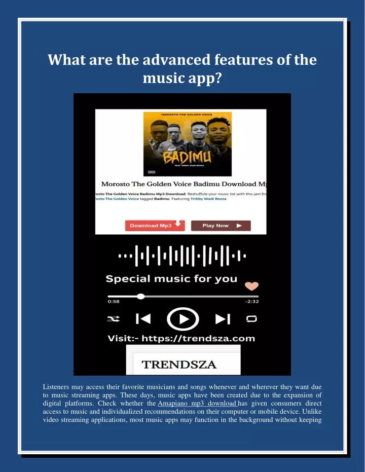 what are the advanced features of the music app