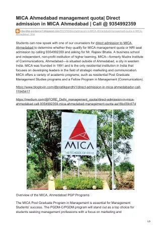 MICA Ahmedabad management quota-mba-bba-guidance1.blogspot.com- Direct admission in MICA Ahmedabad  Call  9354992359