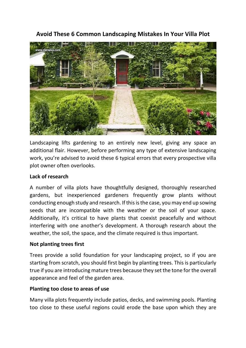 PPT - Avoid These 6 Common Landscaping Mistakes In Your Villa Plot ...