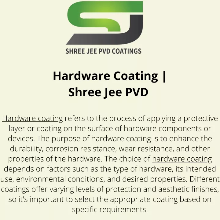 hardware coating shree jee pvd