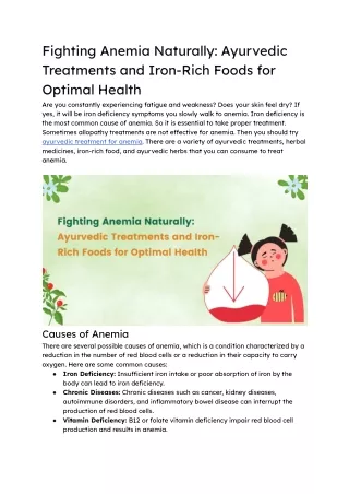 Fighting Anemia Naturally_ Ayurvedic Treatments and Iron-Rich Foods for Optimal Health