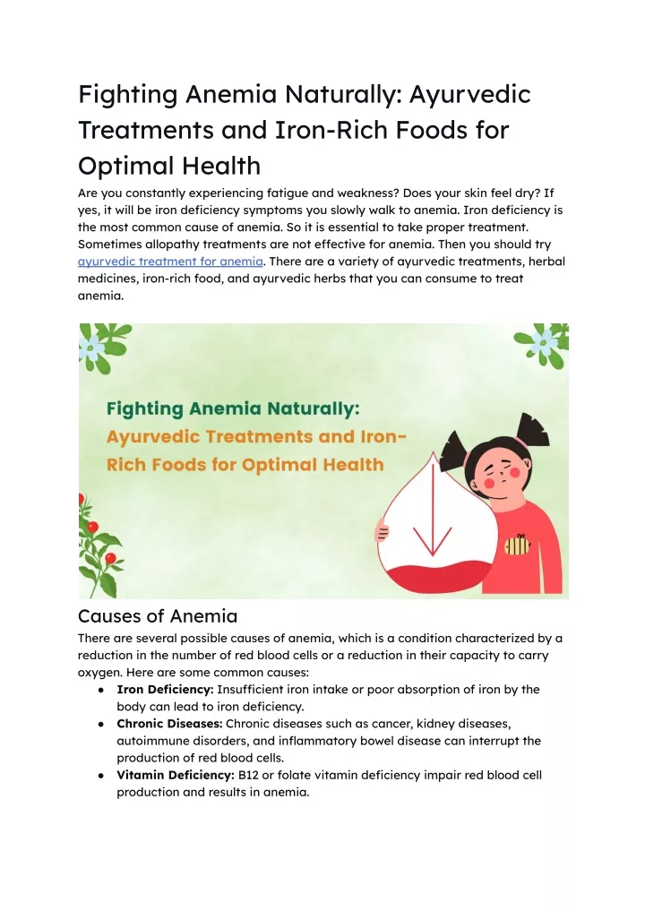 fighting anemia naturally ayurvedic treatments