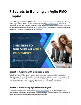 7 Secrets to Building an Agile PMO Empire